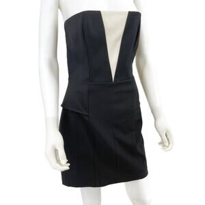 MASON Black and White Strapless Mini Dress